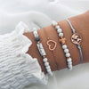 NEWBUY 23 Style Mix Turtle Heart Pearl Wave LOVE Crystal Marble Charm Bracelets for Women Boho Tassel Bracelet Femme Bijoux